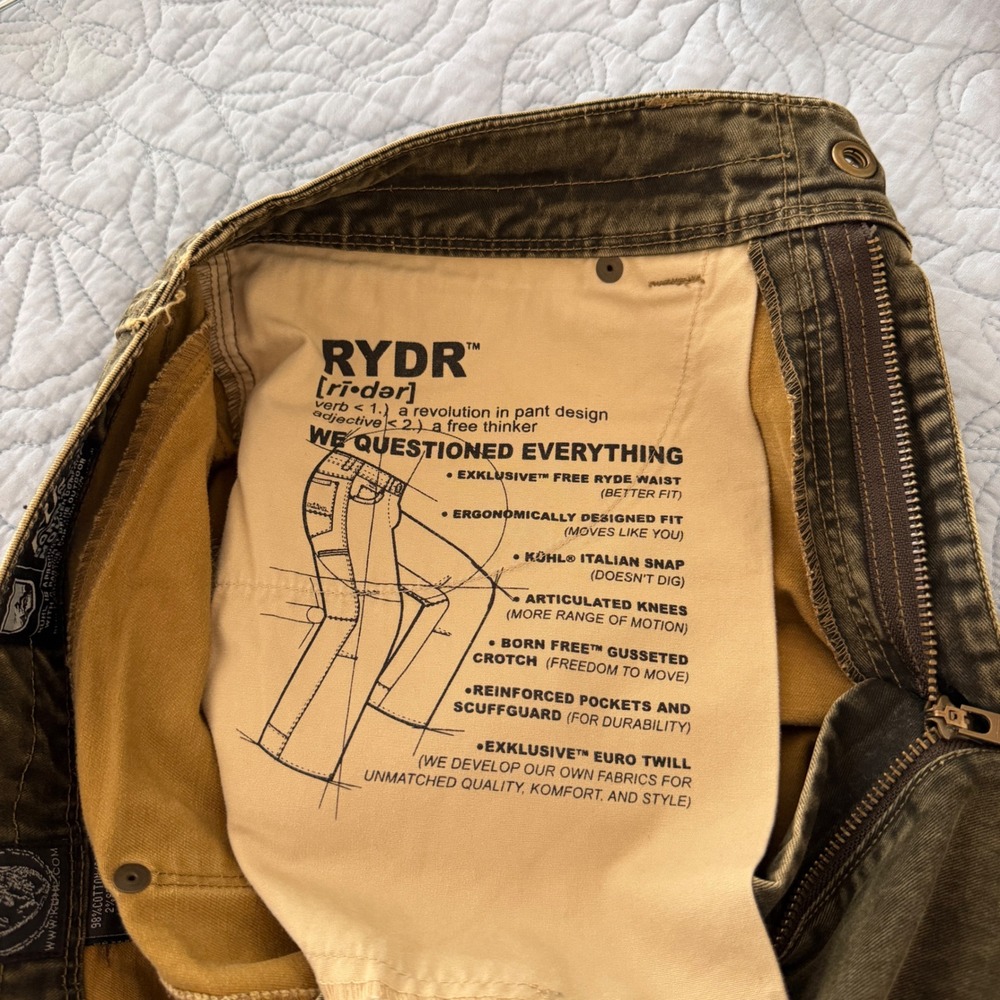 Kuhl Pants Mens 32x30 Green Rydr Euro Twill Articulated Knee Work Hiking Outdoor - Picture 6 of 11
